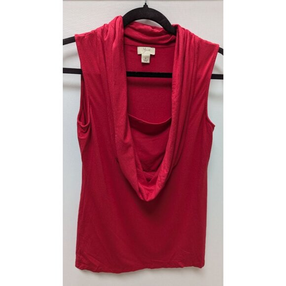 Yvos Red Sleeveless Draped Cowl-Neck Blouse - Picture 1 of 2